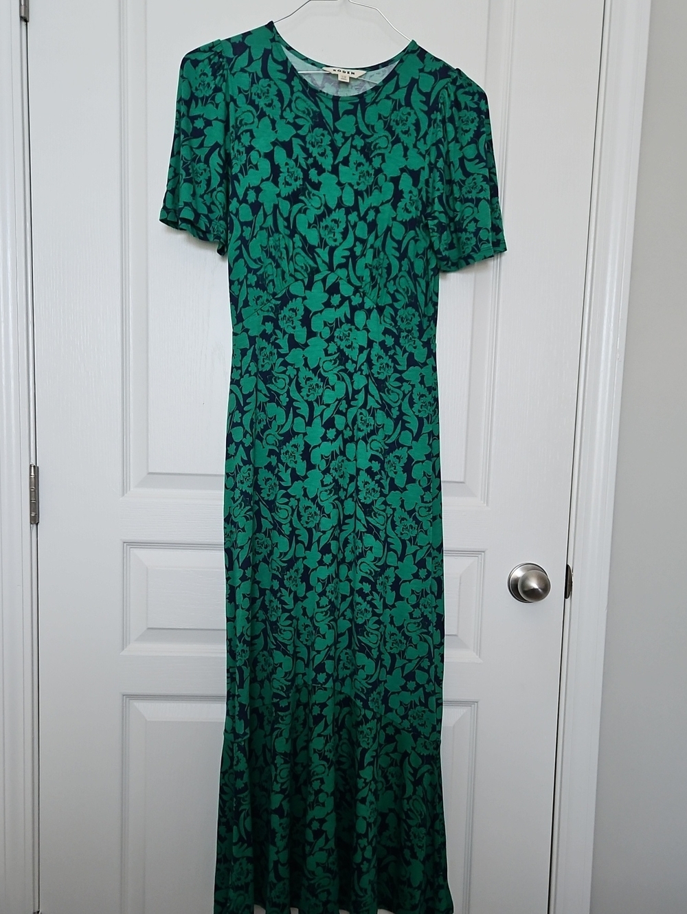 Boden Green And Navy Floral Maxi Dress, 6